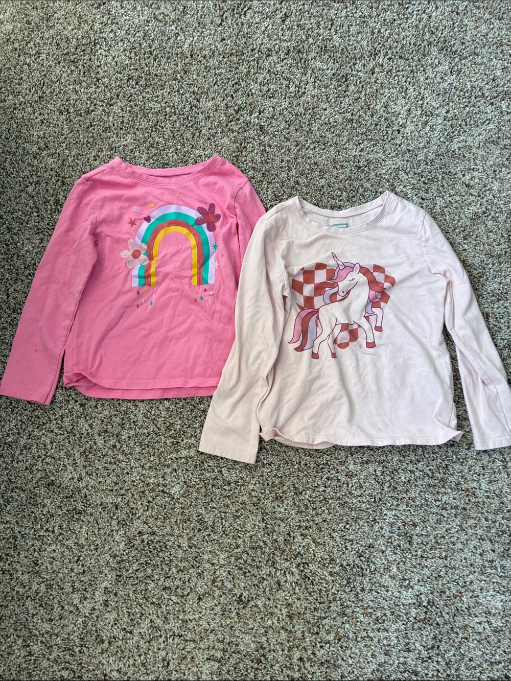 Garanimals Pink Rainbow & Light Pink Unicorn Long-Sleeve Tees - Set of 2